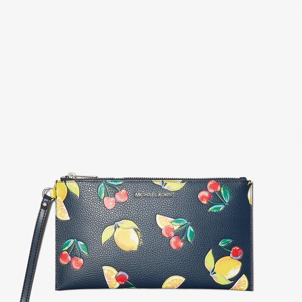 Michael Kors Blue Wristlet with Lemon and Cherry Design